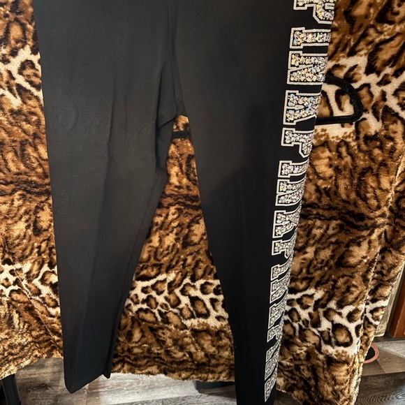 PINK Victoria's Secret Black Leggings with Silver Accents yoga - Picture 6 of 7